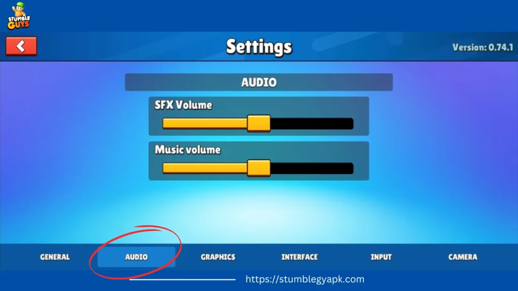 Audio settings of Stumble Guys