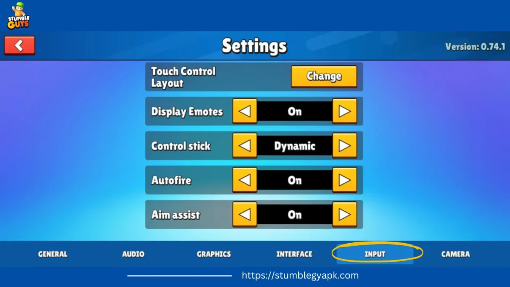 Input Settings of Stumble Guys